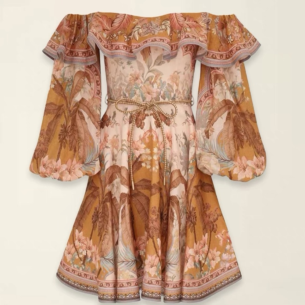 Designer Off-Shoulder Floral Dress